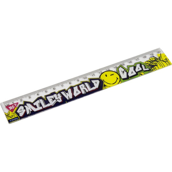 Лінійка пластикова 20 см Yes Smiley World Pattern (50) 370501 