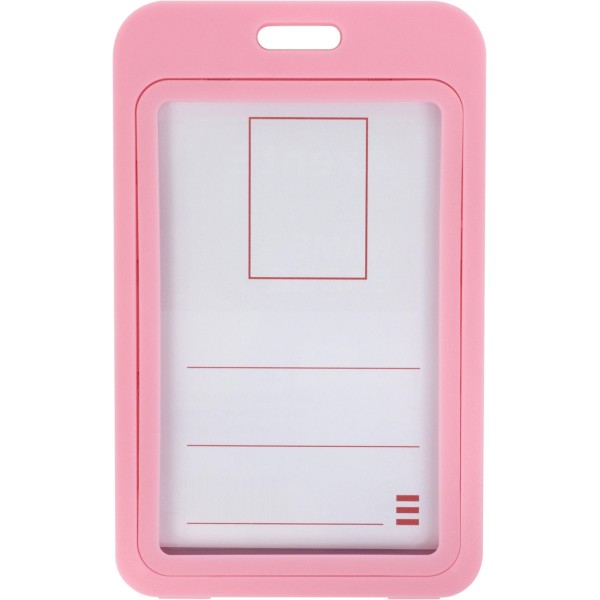 Бейдж Axent вертикальний 50х84 мм, РР, рожевий (5) 4530-10