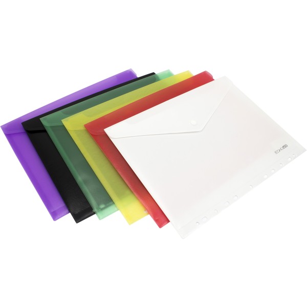 Папка-конверт Economix E31325 А4 перфорована на кнопці асорті