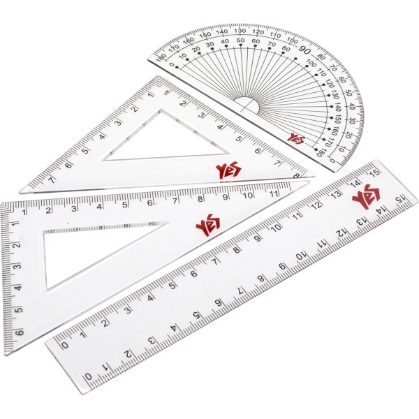 Набір геометричний 1 Вересня 370263 (лінійка 15см, 2 трикутники, транспортир)