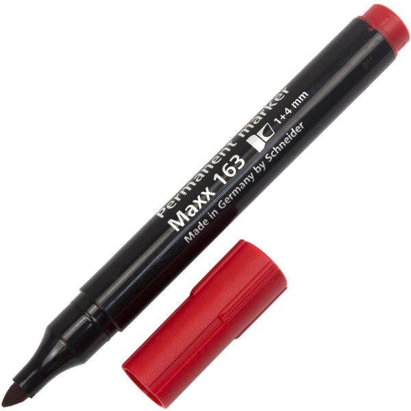 Маркер Permanent Schneider 163 скошенный 1-4мм красный (10) (400) S116302