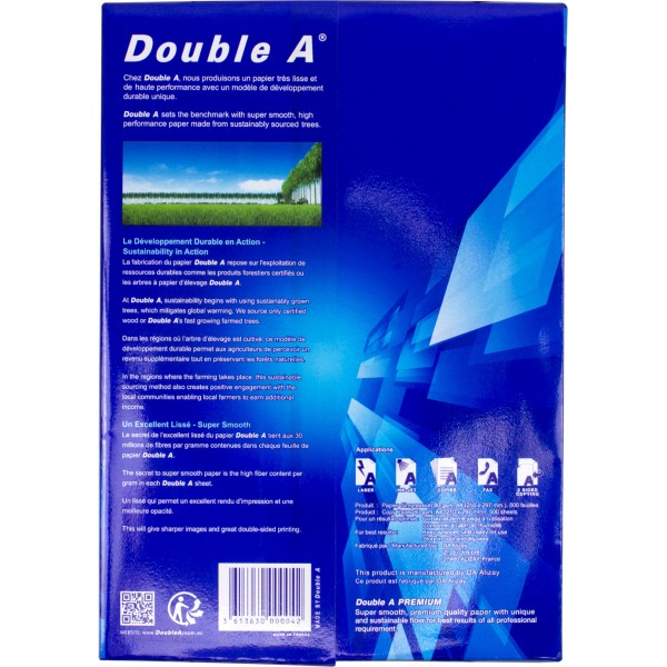 Папір для офісної техніки A4 80г/м2 Double A 500 аркушів (5) (300)