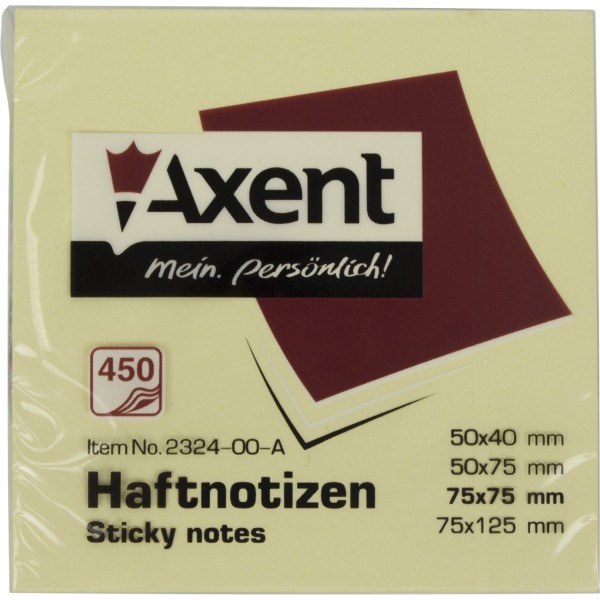 Блок для заміток з липким шаром 75х75 мм 450 аркушів пастель Axent куб 2324-00