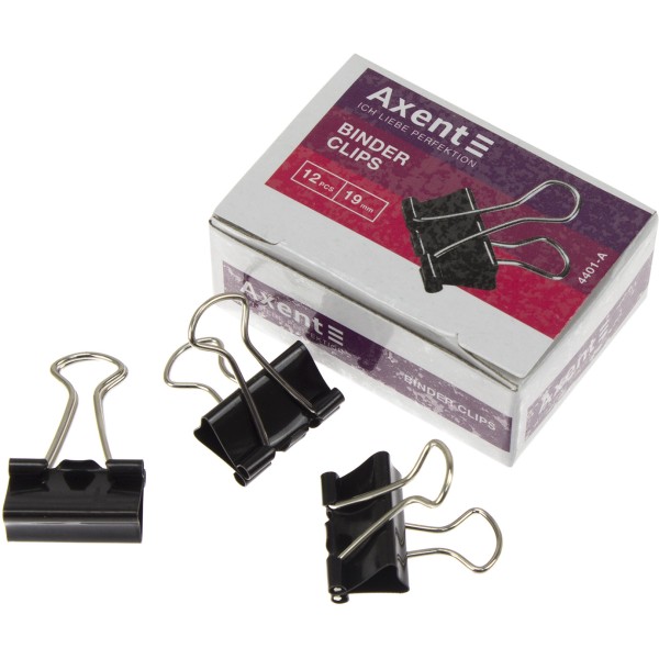 Біндер 19мм Axent чорний (12) (144) 4401