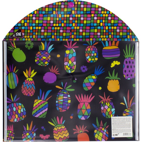 Папка-конверт Yes A4 Black pineapple на кнопке (40) 491660