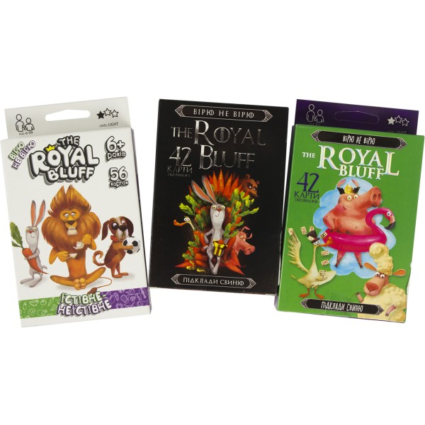 Гра The Royal BLUFF Вірю не вірю картки українською DankoToys RBL-01-01U, RBL-01-02U(32)