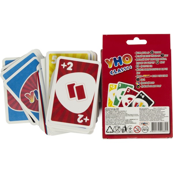 Гра Уно classic українською Strateg в коробці 13,5х9х2,5 см (66) 7015