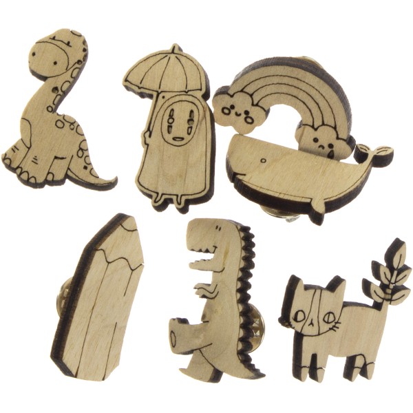 Брошка асорті 3х3,5 см фанера