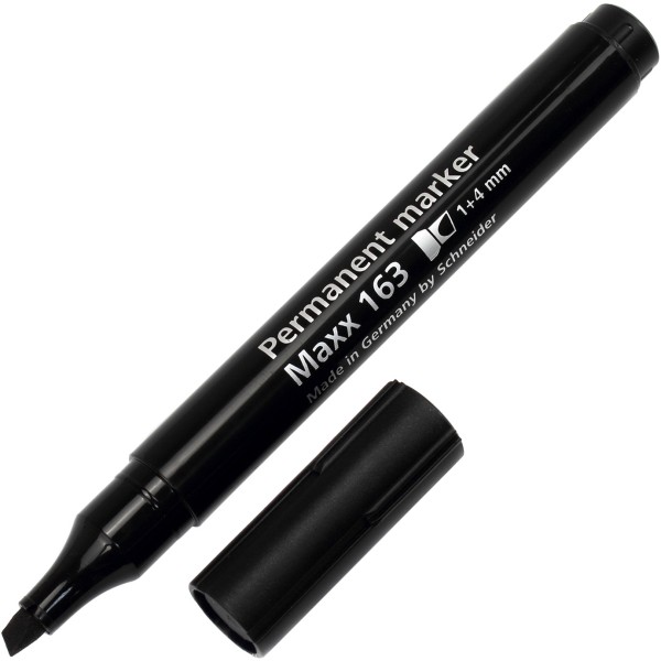 Маркер Permanent Schneider 163 скошений 1-4мм чорний (10) (400) S116301