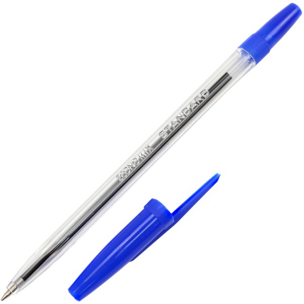 Ручка шариковая Economix Standard 0,5мм синяя прозрачный корпус (50) (4000) E10117-02