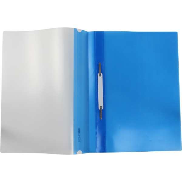 Папка-швидкозшивач Economix А4 без перфорації глянцева прозорий верх синя (10) (300) E31511-02