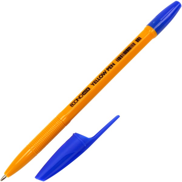 Ручка кулькова Economix Yellow Pen 0,5 мм корпус жовтий, синя (50) (1000) E10187-02