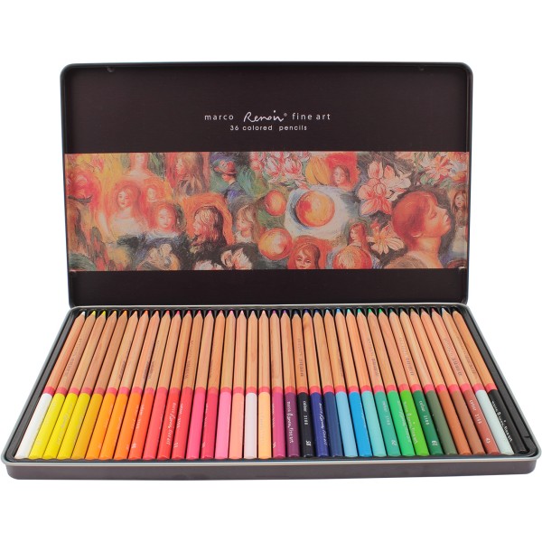 Карандаши цветные 36 цветов Marco Fine Art металлическая коробка (4) (24) 36TN