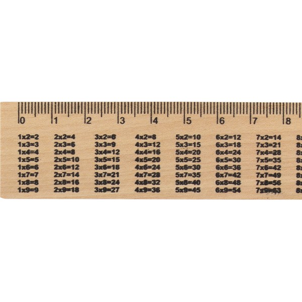 Лінійка дерев'яна предметна 15см (таблиця множення) (100) 351001