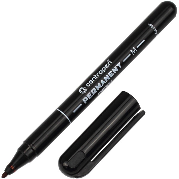 Маркер Centropen Permanent тонкий 1мм чорний (10) (1000) 2846/01