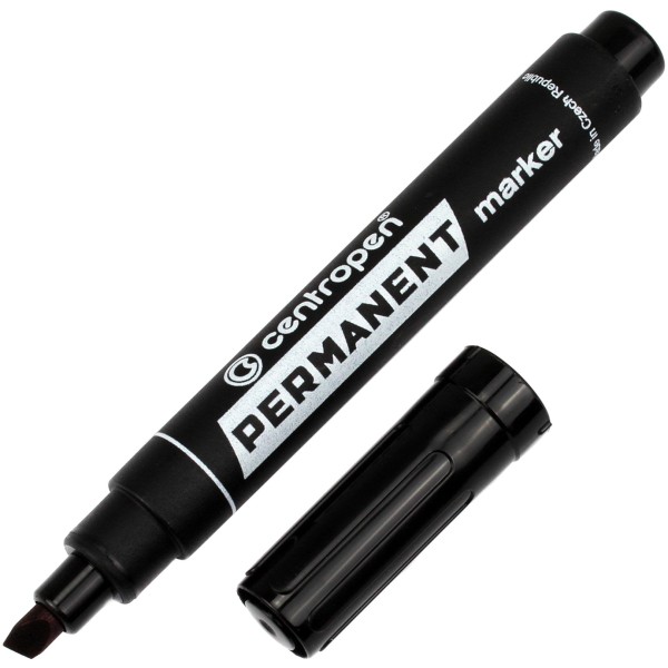 Маркер Centropen Permanent скошенный 1-4,6мм черный (10) (1000) 8576/01