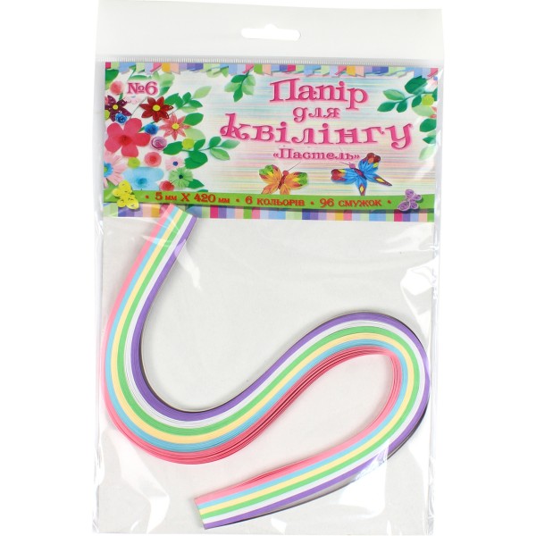 Бумага для квиллинга 6 Рюкзачок 5х420мм 6 цветов 96 полосок (20) УП-46