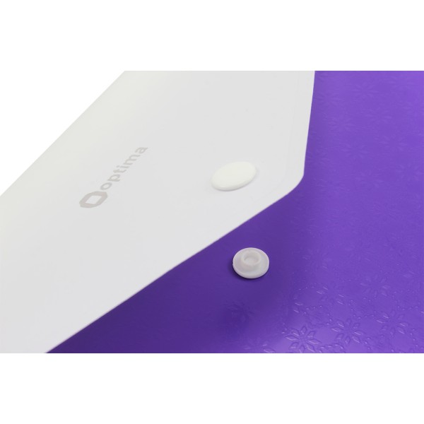 Папка-конверт Optima Вишиванка А4 пластикова 2 відділення на кнопці фіолетова (10) (150) O35206-12 