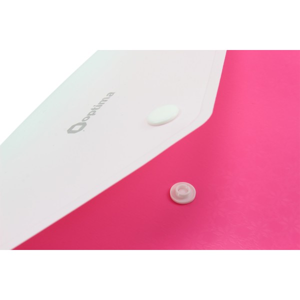 Папка-конверт Optima Вишиванка А4 пластикова 2 відділення на кнопці рожева (10) O35206-09 