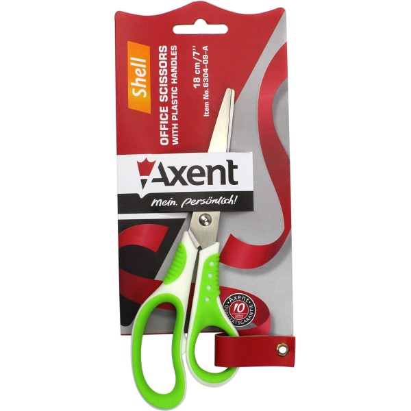 Ножиці офісні Axent 18 см Shell біло-салатові (10) (200) 6304-09