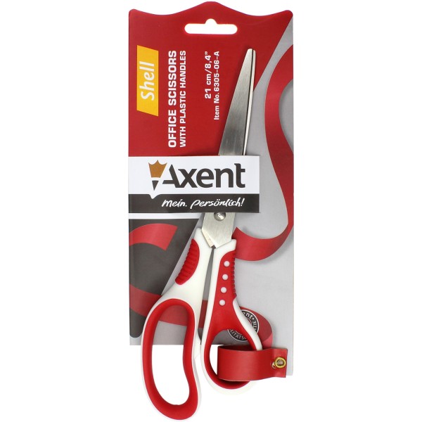 Ножиці офісні Axent 20 см Shell біло-червоні (10) (100) 6305-06