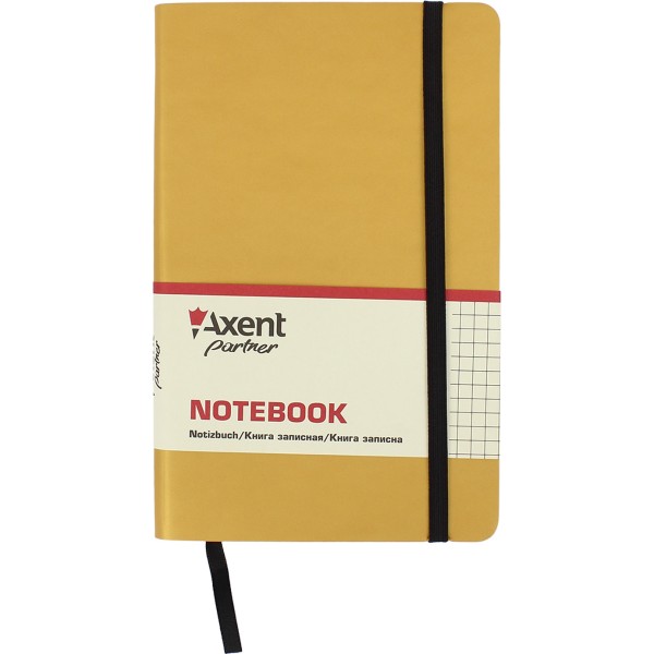 Блокнот B6 картонна обкладинка 96 аркушів клітинка Axent Partner Soft золотий 8206-35