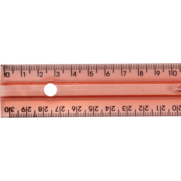 Лінійка пластикова прозора 30см з ручкою (1) (180)