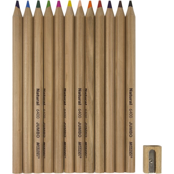 Олівці кольорові Marco Natural 12 кольорів Jumbo з точилкою (12) (72) 6400-12CB