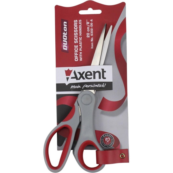 Ножиці офісні Axent Duoton 20см сіро-червоні (10) (100) 6302-06