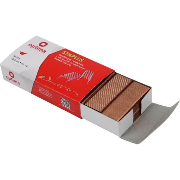 Скоби для степлера 24/6 Optima O40354 мідні 1000 шт.