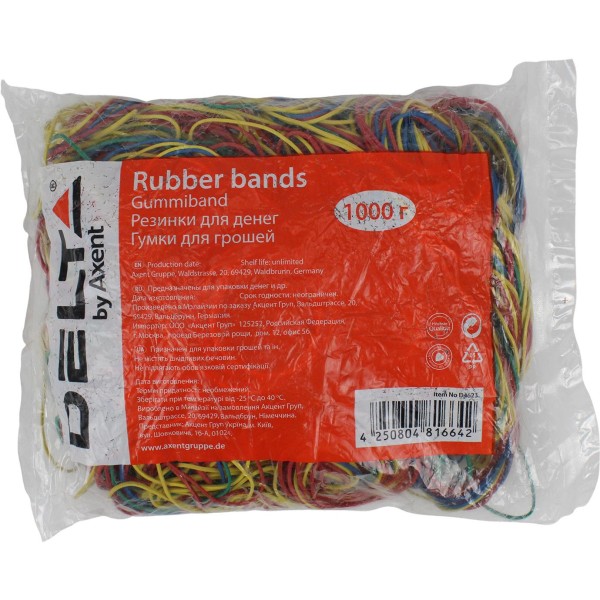 Резинка для грошей Delta by Axent d60мм 1000г кольорова (10) (20) 4623