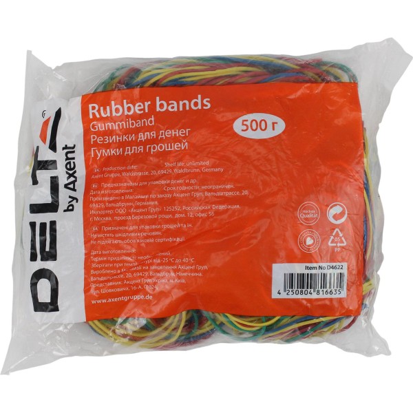Резинка для грошей Delta by Axent d60мм 500г кольорова (20) (40) 4622