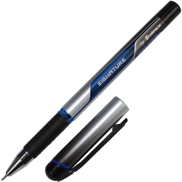 Ручка масляная шариковая Hiper Signature 0,7 мм синяя (10) (100) (1000) HO-100