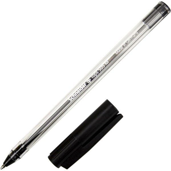 Ручка кулькова Schneider Tops 505M 0,7мм чорна прозорий корпус (50) S150601