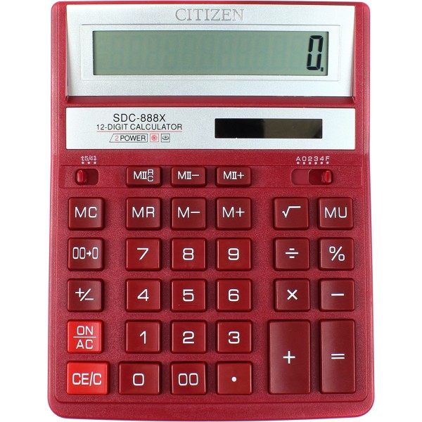 Калькулятор Citizen 12-розрядний червоний (10) SDC-888XRD 