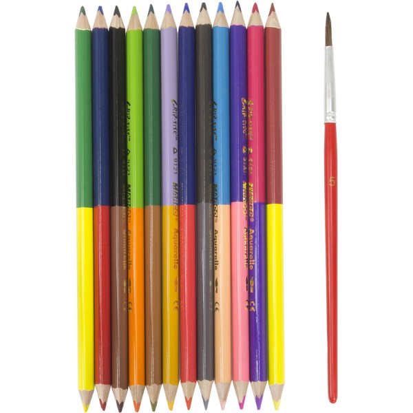 Олівці кольорові 24 кольори/12 шт акварельні Marco тригранні (12) (240) 9121-12CB 