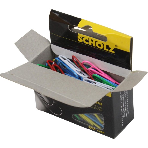 Скрепки Scholz 28 мм 100 шт прямые, цветные (10) 4755