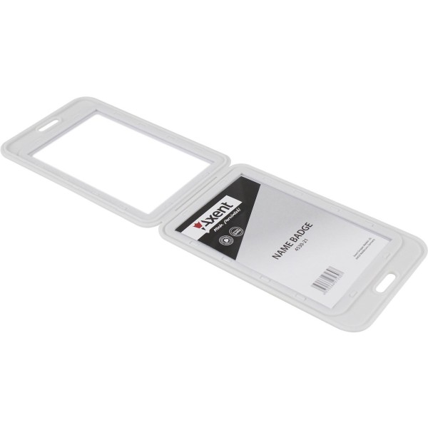 Бейдж Axent вертикальний 54х84 мм, РР, білий (5) 4530-21