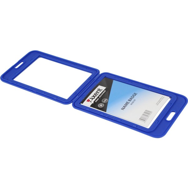 Бейдж Axent вертикальний 50х84 мм, РР, синій (5) 4530-07