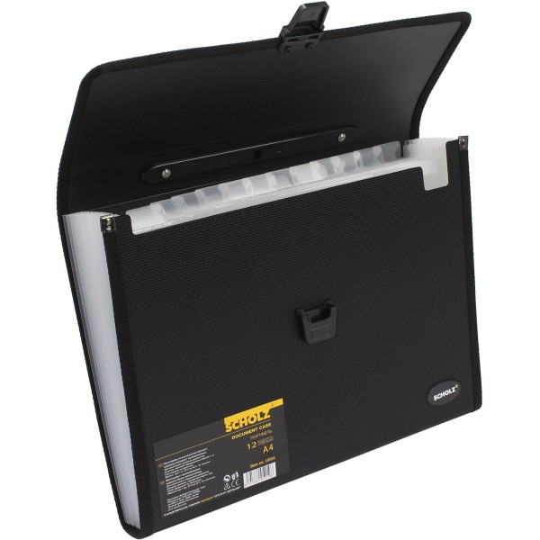 Портфель Scholz А4 12 відділень, з реєстрами чорний (1) (10) 10501