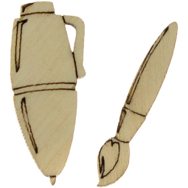 Канцелярське приладдя олівець пензель ручка 2-3 см фанера асорті (10)