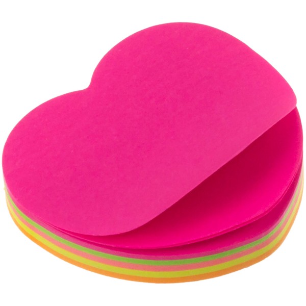 Блок для нотаток з липким шаром 45х50мм Economix Серце неоновий асорті 80 аркушів (12) Е20950