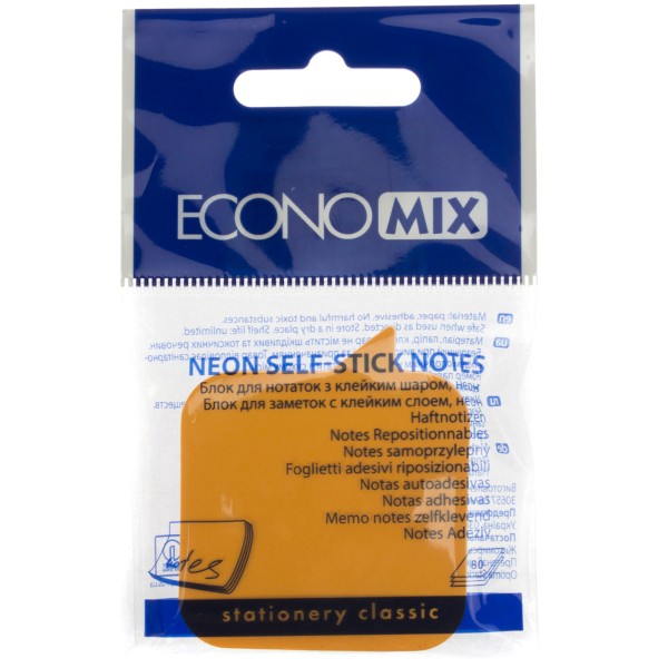 Блок для нотаток з липким шаром 45х50мм Economix Діалог неоновий асорті 80 аркушів (12) Е20952