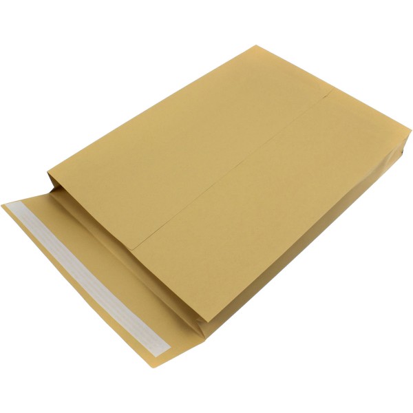 Конверт поштовий з розширенням В4 (0+0) крафт самосклеювальний 250х353мм (20) 391157