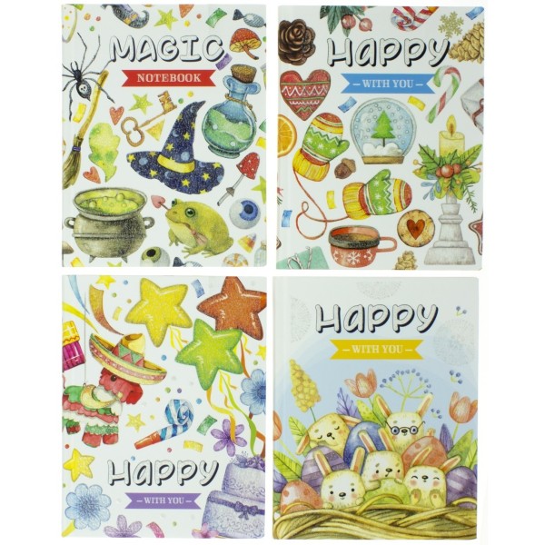 Блокнот 128 х165 мм 64 аркуші, клітинка, інтегральна обкладинка, матова ламінація, гліттер Мандарин (4) БК303/7407