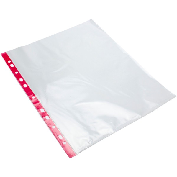 Файл А4+ Optima, 40 мкм гладкий, з червоною стрічкою 100 шт в пачці (20 пачок/ящик) O35108-03