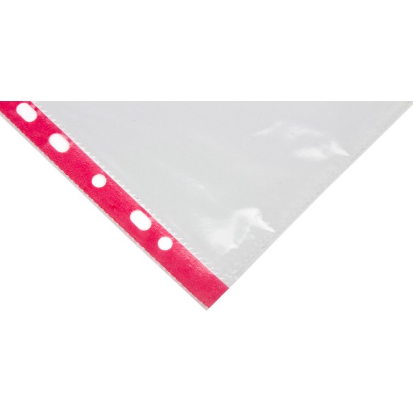 Файл А4+ Optima, 40 мкм гладкий, з червоною стрічкою 100 шт в пачці (20 пачок/ящик) O35108-03