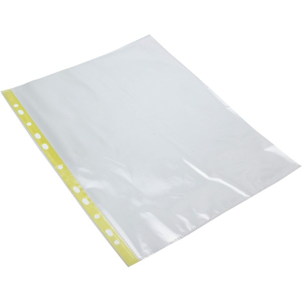 Файл А4+ Optima, 40 мкм гладкий, з жовтою стрічкою 100 шт в пачці (20 пачок/ящик) O35108-05