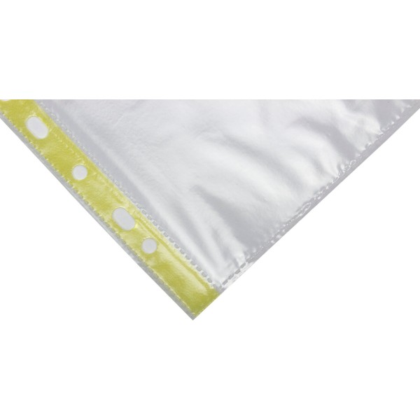 Файл А4+ Optima, 40 мкм гладкий, з жовтою стрічкою 100 шт в пачці (20 пачок/ящик) O35108-05