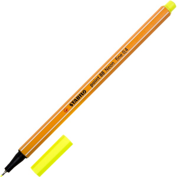 Файнлайнер Stabilo 88 0,4 мм neon yellow/жовтий неон (10) 024
